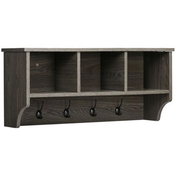 HOMCOM Perchero con Zapatero y Banco Mueble Recibidor con 5 Ganchos para  Pasillo Entrada 84x40x169 cm Marrón Rústico