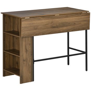 Mesa De Bar De Melamina De Madera Metal Homcom 120x76x91,4 Cm-marrón