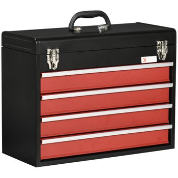 Caja De Herramientas De Acero Durhand 51x22x39,5 Cm-negro Y Rojo