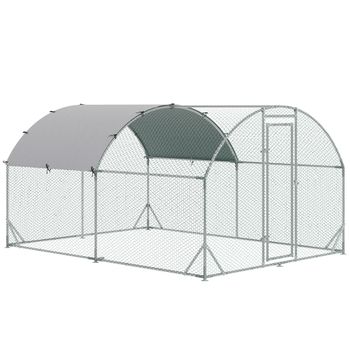 PawHut Gallinero de Exterior Grande con Toldo 3,02x1,07x1,72 m Plata