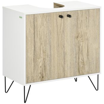 Mueble Debajo Del Lavabo De Madera Acero Kleankin 60x30x60 Cm-roble