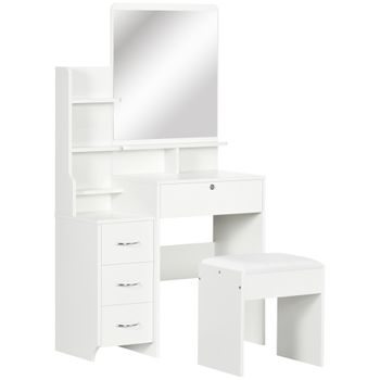 Tocador De Maquillaje Con Luces Led Mdf Blanco 100x40x135 Cm Vidaxl con  Ofertas en Carrefour