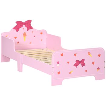 Cama Infantil Para 3-6 Años Con Barreras De Protección Rosa Homcom