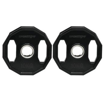 2 Discos De Pesas Olímpicas Sportnow Metal Caucho, Ø32x4 Cm, Negro