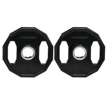 2 Discos De Pesas Olímpicas Sportnow Metal Caucho, Ø24x3,5 Cm, Negro