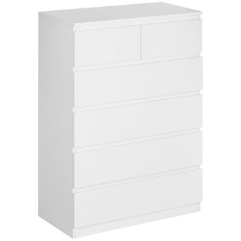 Cómoda Con 6 Cajones De Melamina De Madera Homcom 80x39x115 Cm-blanco