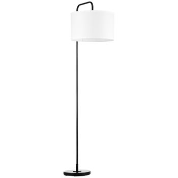 Lámpara De Pie De Acero Lino Homcom 64x38x163,5 Cm-blanco Y Negro
