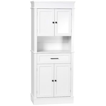 Alacena De Cocina De Melamina Madera Mdf Homcom 74x39,5x183 Cm-blanco