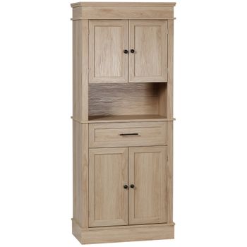 Alacena De Cocina De Melamina Madera Mdf Homcom 74x39,5x183 Cm-roble