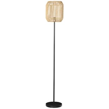 Lámpara De Pie De Cuerda De Papel Metal Homcom Ø26x158 Cm-natural