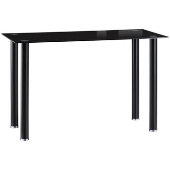 Mesa De Comedor De Vidrio Templado Acero Homcom 120x60x75 Cm-negro