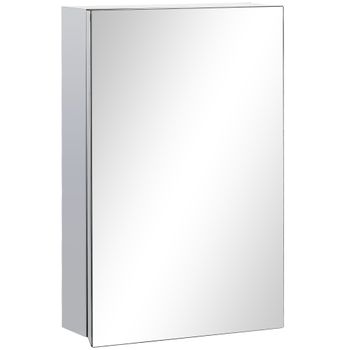 Armario Espejo De Acero Inoxidable Vidrio Kleankin 39x12x60 Cm-plata