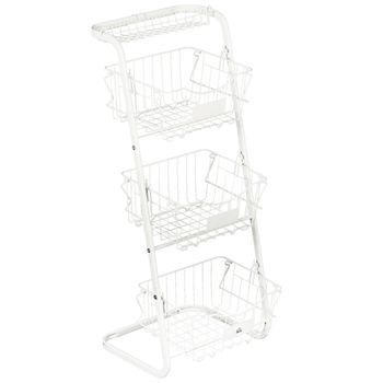 Cesta De Frutas Y Verduras De Acero Homcom 42,5x36,5x91 Cm-blanco