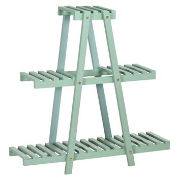 Soporte Para Plantas De Madera De Abeto 76x26x76 Cm-outsunny. Verde