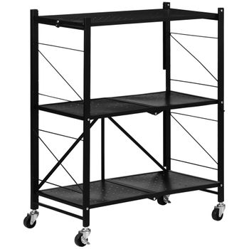 Carrito De Cocina Con Ruedas De Acero Pp Homcom 51,5x32x75,6cm-negro con  Ofertas en Carrefour