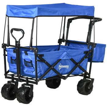 Transporte Plegable De Metal Oxford Abs 117x55x98 Cm - Outsunny. Azul