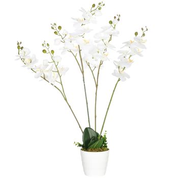 Planta Artificial De Peva Pe Pp Cemento Homcom Ø16,5x75 Cm-blanco