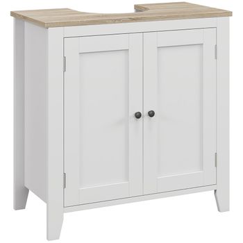 Mueble bajo del lavabo de bambú kleankin 66x29x61,5 cm natural