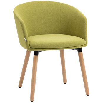 Silla Cocina De Lino Espuma Madera Haya Metal Homcom 57x56x72cm-verde