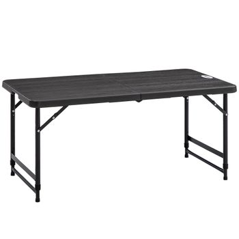 Mesa De Jardín De Hdpe Acero 118x60x56-74 Cm-outsunny. Gris Oscuro