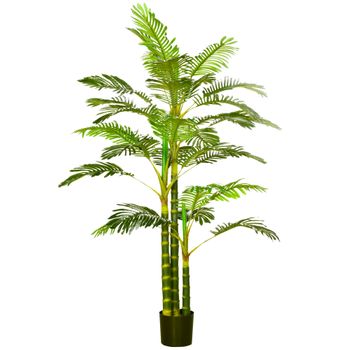 Planta Artificial Palmera Areca De Peva Pp Homcom Ø19,5x190 Cm-verde