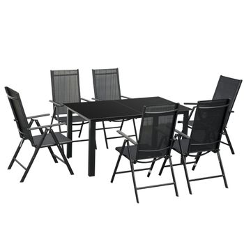 Muebles Jardín Outsunny Aluminio Vidrio Texteline 150x90x74 Cm Negro