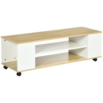 Mueble de tv Homcom blanco 140x30x32 cm aglomerado de madera