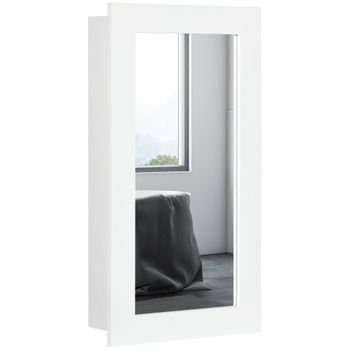 Armario Con Espejo De Baño Kleankin Mdf Vidrio 40x12x71 Cm Blanco