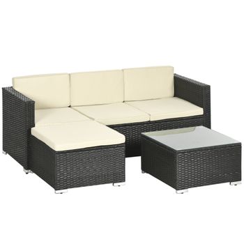 Muebles De Ratán Pe Poliéster Acero 173x66x61 Cm-outsunny. Negro