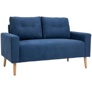 Sofá De Poliéster Espuma Madera De Caucho Homcom 145x76x88 Cm-azul