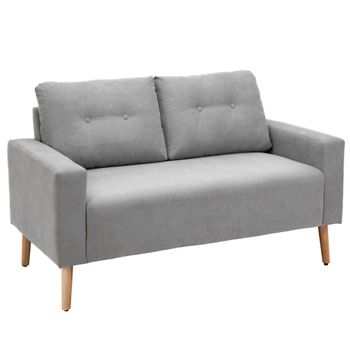 Sofá De Poliéster Espuma Madera De Caucho Homcom 145x76x88 Cm-gris