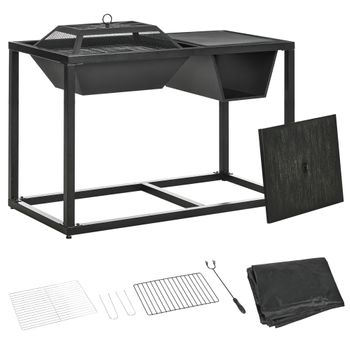 Brasero Exterior De Acero Galvanizado 100x46,5x64 Cm-outsunny. Negro