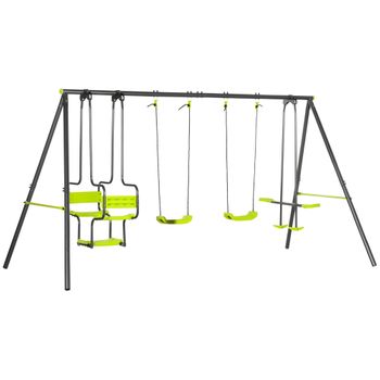 Columpio infantil de acero con respaldo Outsunny 122x146x122 cm verde