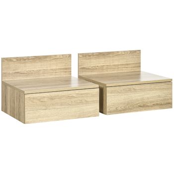 Mesitas De Noche De Melamina De Madera Homcom 43x36,5x30,5 Cm-natural