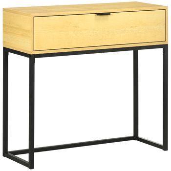 Melamina De Madera Acero Homcom Mesa Consola 80x30x76 Cm Natural