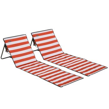 Esterillas De Tela Oxford Acero 142x51x40 Cm-outsunny. Blanco Y Rojo