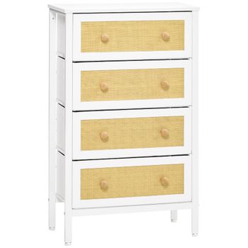 Cómoda De Mdf Tela No Tejida Acero Pe Homcom 62x30x105 Cm-blanco