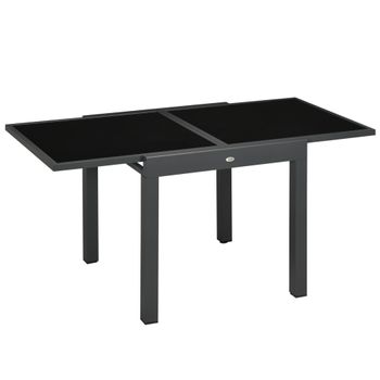 Mesa Extensible Outsunny Aluminio Vidrio Templado 160x80x75 Cm Negro