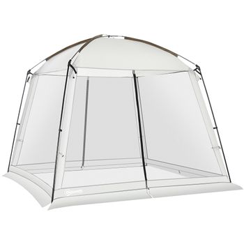 Carpa De Jardín Outsunny Poliéster Pe Metal 300x300x240 Cm Blanco