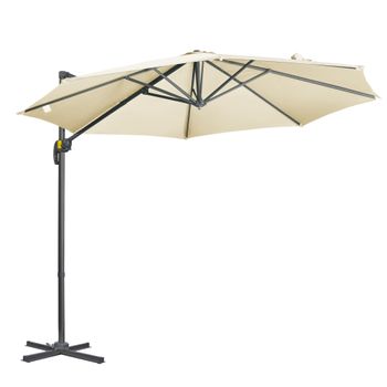 Sombrilla Jardín Outsunny Poliéster Metal Aluminio Ø300x250 Cm Crema