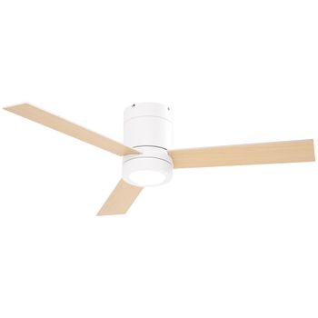 Ventilador De Techo Homcom Metal Mdf Vidrio 112x112x25 Cm Blanco