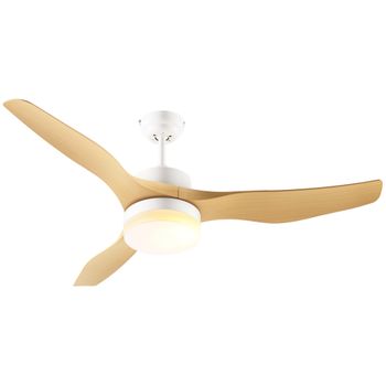 Ventilador De Techo Homcom Abs Metal Vidrio 132x132x40 Cm Natural