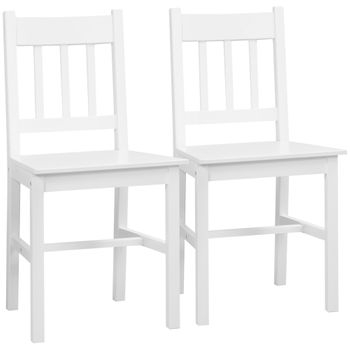 Madera De Pino Homcom 2 Sillas De Comedor 41x46,5x85,5 Cm Blanco