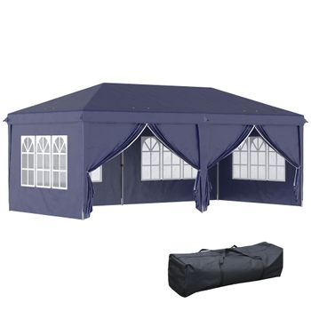 Carpa Plegable De Acero Tela Oxford 585x295x270 Cm-outsunny. Azul