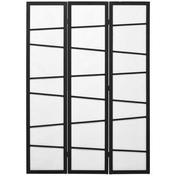 Biombo Homcom Tela No Tejida Madera Paulownia 120x170 Cm Negro Blanco