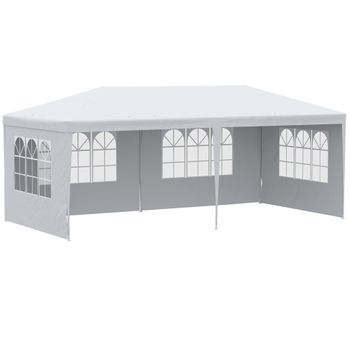 Carpa Desmontable De Jardín Outsunny De Pe Acero 585x295x255cm Blanco