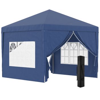 Carpa Plegable Outsunny De Tela Oxford Acero 295x295x258 Cm Azul