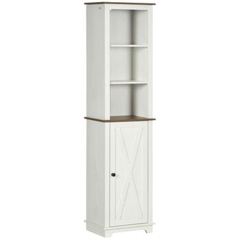 Armario Alto de Baño Columna Auxiliar de Baño de 5 Niveles 30x33x165 cm  Blanco en Planeta Huerto