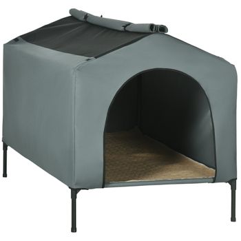 PawHut Perrera de Exterior con Toldo para Mascotas con Malla de Metal y  Puerta con Cerradura 141x141x153 cm Negro