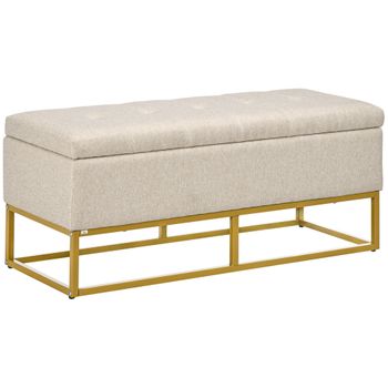 Banco De Almacenamiento De Poliéster Espuma Homcom 110x44x48 Cm Beige